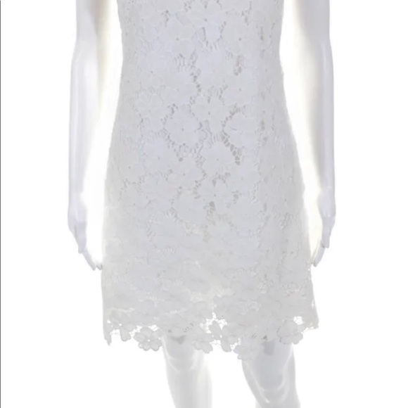 Amanda Uprichard Womens Round Neck Laser Cut Sheath Dress White Small - Picture 9 of 13